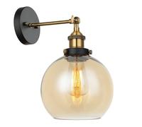 Netlighting Industrial & Retro Wall Lamp Black Gold Amber Shade E27 Dimmable Netlighting Black