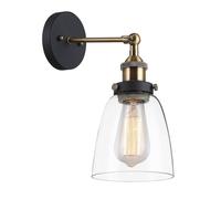 Netlighting Industrial & Retro Wall Lamp Black Gold Shade E27 Dimmable Netlighting Black