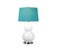 Netlighting Isla Table Lamp with Round Tapered Shade Polished Nickel White Teal Netlighting White