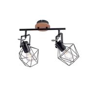 Netlighting Jaro Wire Twin Ceiling Spotlight Natural Wood 2xE27 in Brown Netlighting Brown