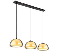 Globo Jella pendant light, length 95 cm, smoke grey, 3-bulb, glass