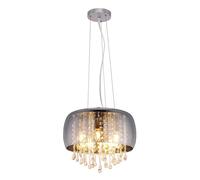Netlighting Kalla 35cm Pendant Ceiling Light Chrome Glass Shade 5x E14 in Grey Netlighting Grey