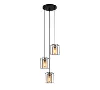 Netlighting Kalula Industrial Retro 3 Light Cluster Pendant Ceiling Light E27 in Black Netlighting Black