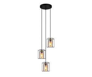Netlighting Kalula Industrial Retro 3 Light Cluster Pendant Ceiling Light E27 in Black Netlighting Black