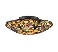 Netlighting Kami 2 Light Tiffany Flush Mount Ceiling Light Vintage Bronze E27 in Brown Netlighting Brown