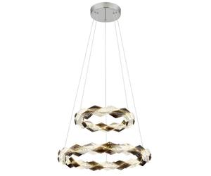 Netlighting Karilion Twin Ring Pendant Ceiling Light Chrome 2x LED 4000K in Grey Netlighting Grey