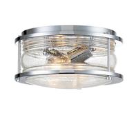 Quintiesse Ashland Bay 2 Light Bathroom Flush Ceiling Fitting In Polished Chrome Finish with Clear Seeded Glass