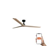 Netlighting Klim Large 3 Blade Ceiling Fan Matt Black Pine Wood Tuya Smart System in Light Tan Netlighting Light Tan