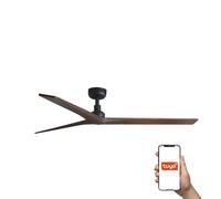 Netlighting Klim Large 3 Blade Ceiling Fan Matt Black Walnut Tuya Smart System in Brown Netlighting Brown