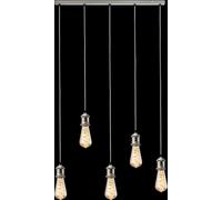 Netlighting Knightsbridge CALLA 230V E27 Vintage 5 Light Bar Pendant Brushed Chrome CALVI5BBC in Grey Netlighting Grey