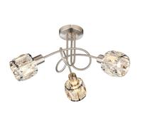 Netlighting Kris Multi Arm Semi Flush Ceiling Lamp Nickel Matt 3x E14 in Grey Netlighting Grey