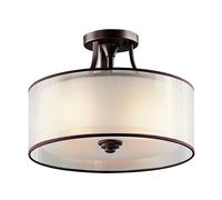 Netlighting Lacey 3 Light Small Semi Flush Mount Ceiling Light Mission Bronze E27 in Brown Netlighting Brown