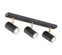 Netlighting Lagos Ceiling 3 Light Spotlight Bar Black Structure Brass Elements Netlighting Black