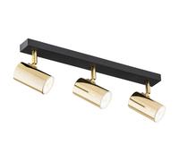 Netlighting Lagos Ceiling 3 Light Spotlight Bar Brass Steel Black Structure in Gold Netlighting Gold