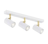 Netlighting Lagos Ceiling 3 Light Spotlight Bar White Structure Brass Elements Netlighting White
