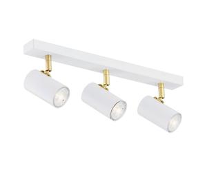 Netlighting Lagos Ceiling 3 Light Spotlight Bar White Structure Brass Elements Netlighting White