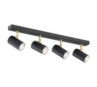 Netlighting Lagos Ceiling 4 Light Spotlight Bar Black Structure Brass Elements Netlighting Black
