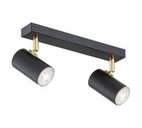 Netlighting Lagos Twin Ceiling Spotlight Black Structure Brass Elements Netlighting Black