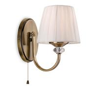 Netlighting Langham 1 Light Single Indoor Wall Light (Switched) Antique Brass Pleated Cream Shade E14 in Gold Netlighting Gold