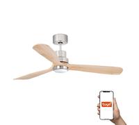 Netlighting Lantau Large 3 Blade Ceiling Fan Nickel Pine Light Smart in Brown Netlighting Brown