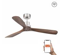 Netlighting Lantau Large 3 Blade Ceiling Fan Satin Nickel Walnut Tuya Smart System in Brown Netlighting Brown