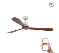 Netlighting Lantau XL 3 Blade Ceiling Fan Satin Nickel Walnut Tuya Smart System in Brown Netlighting Brown