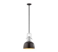 Netlighting Laredo Industrial Retro 1 Light Dome Pendant Ceiling Light E27 in Black Netlighting Black