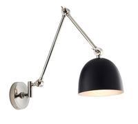 Netlighting Lehal Dome Adjustable Arm Wall Lamp Polished Nickel Plate Matt Black Netlighting Black