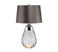 Elstead Lena 2 Light Small Smoke Table Lamp, Smoke-Tinted Glass , Slate Shade, E27