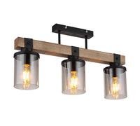 Netlighting Lila Ceiling Spotlight Bar Matt Black Smoke Glass Shade 3x E27 Netlighting Black