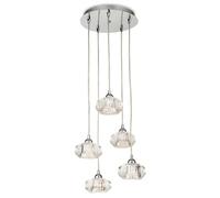 Netlighting Lisbon 5 Light Cluster Pendant Chrome Clear Decorative Glass G9 Netlighting Clear