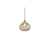 Netlighting Livia Single Pendant Light Champagne Glass Antique Brass Plate in Gold Netlighting Gold