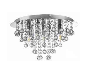 Netlighting London 46cm Ceiling Light Chrome Acrylic Crystal Clear 5x E14 in Grey Netlighting Grey