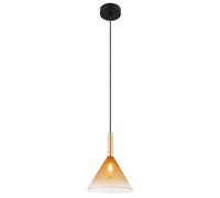 Netlighting Lopusa Dome Slim Pendant Matt Black Amber Glass Shade 1x G9 Netlighting Black