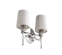 Netlighting Lucca Wall Lamp Switched 2 Light E27 Chrome White Shades & Crystal in Grey Netlighting Grey