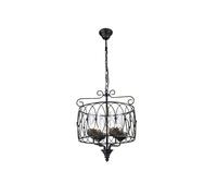 Netlighting Malcolm Caged Ceiling Pendant 4 Light E27 Black Gold with Clear Glass Netlighting Black
