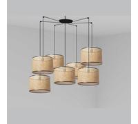 Mambo Black Rattan Pendant Suspension Pendant Lamp Ø450 7 Light Netlighting Black One Size
