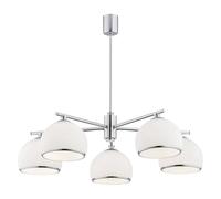 Netlighting Marbella Multi Arm Pendant Ceiling 5 Light Opal Matt Chrome in Silver Netlighting Silver