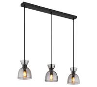Netlighting Massey Bar Pendant Ceiling Light Matt Black Smoke Glass Shade 3x E14 Netlighting Black