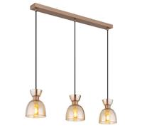 Netlighting Massey Bar Pendant Coffee Colored Matt Amber Glass Shade 3x E14 in Brown Netlighting Brown