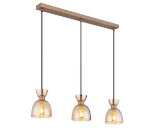Netlighting Massey Bar Pendant Coffee Colored Matt Amber Glass Shade 3x E14 in Brown Netlighting Brown