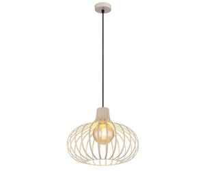 Netlighting Mateo Wire Frame Pendant Ceiling Light Creme Coloured Matt 1x E27 in Beige Netlighting Beige