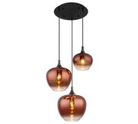 Netlighting Maxy Cluster Pendant Matt Black Copper Glass Shade 3x E27 Netlighting Black