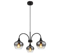 Netlighting Maxy Multi Arm Pendant Matt Black Smoke Glass Shade 3x E27 Netlighting Black