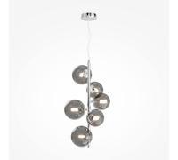 Netlighting Maytoni Dallas Modern 6 Light Globe Pendant Chrome Smoky Shade G9 in Grey Netlighting Grey