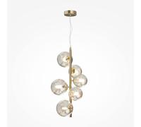 Netlighting Maytoni Dallas Modern 6 Light Globe Pendant Gold Cognac Shade G9 Netlighting Gold