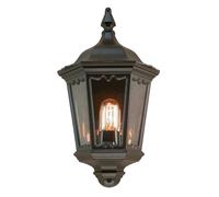 Netlighting Medstead 1 Light Outdoor Wall Half Lantern Light Black IP43 E27 Netlighting Black