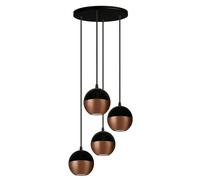 Luminosa Lighting Luminosa Midway Cluster Pendant Ceiling Light Black, Copper 30Cm