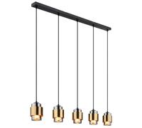Netlighting Milley Bar Pendant Ceiling Light Matt Black Smoke Glass Shade 5x E27 Netlighting Multicolor