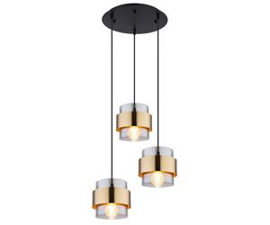 Netlighting Milley Cluster Pendant Ceiling Light Matt Black Glass Shade 3x E27 in Gold Netlighting Gold